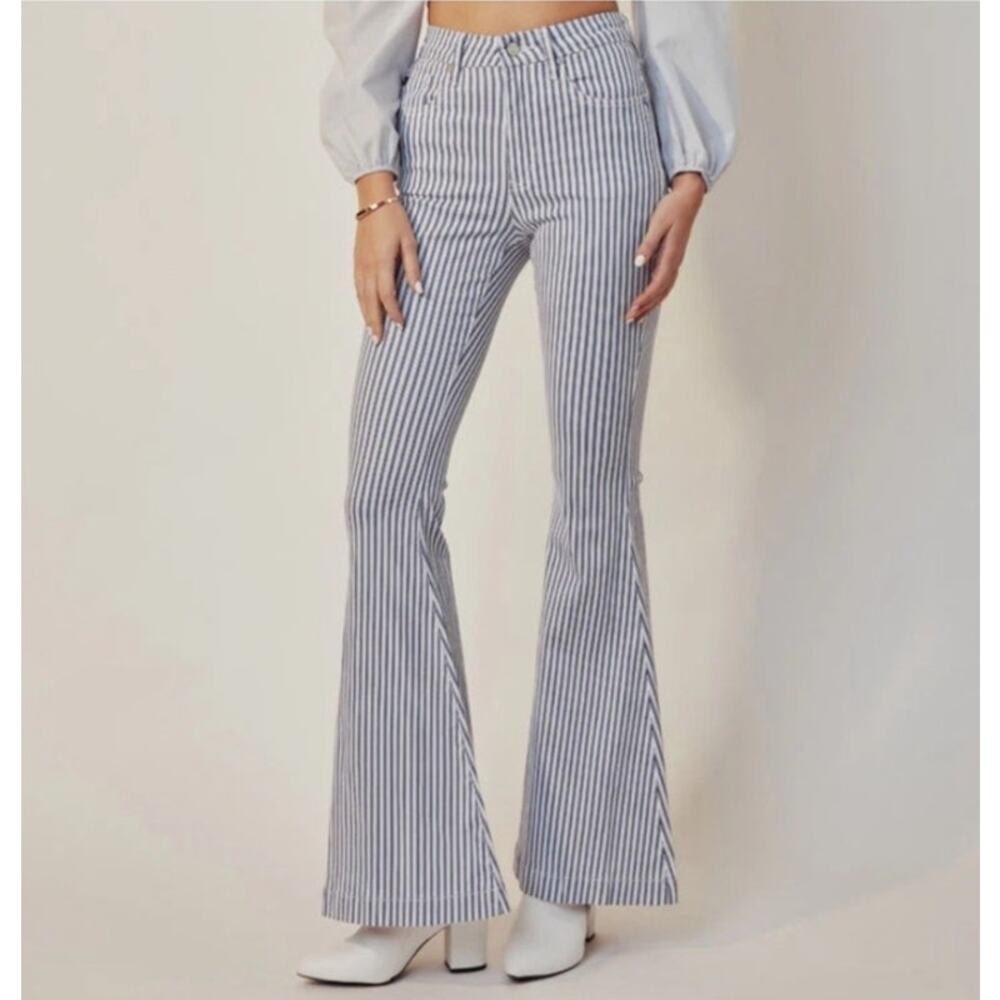 KanCan Super Flare Striped Denim Jeans